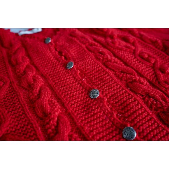 VTG Carroll Reed Women Wool Bobble Cable Chunky Knit Cardigan Sweater M Cottage - Picture 4 of 16